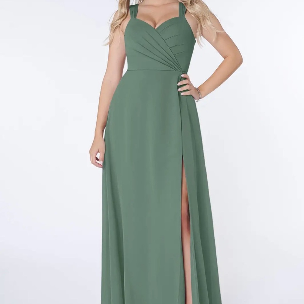 Azazie Sage Green Bridesmaid Dress with Sweetheart Bodice